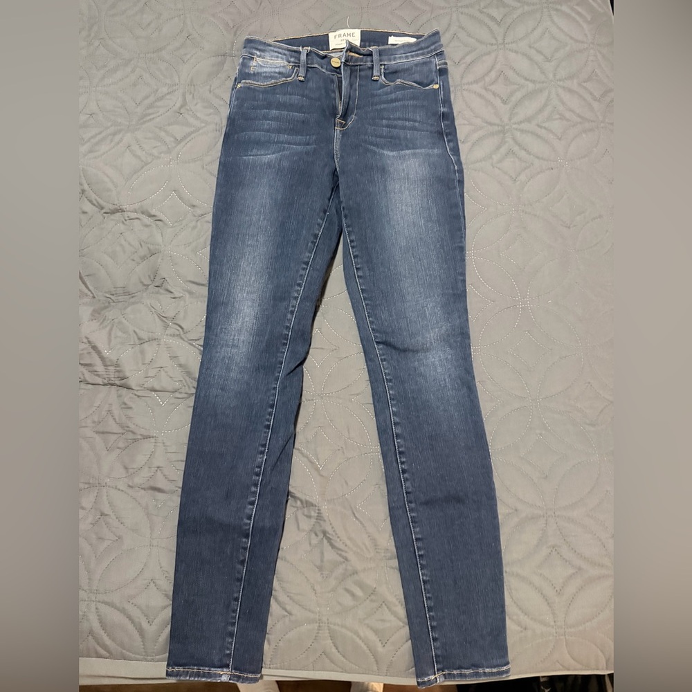 Frame Denim Women's Skinny Jeans in Dark Blue